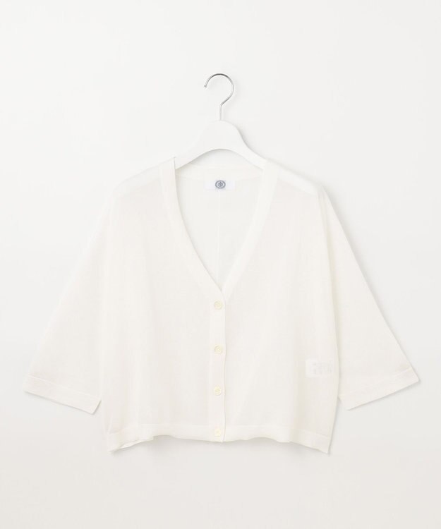 J.PRESS LADIES L 【洗える】シアーライトニット Vネック カーディガン ホワイト系