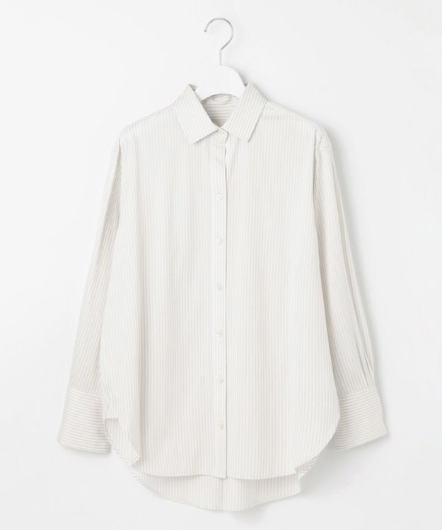 自由区 【洗える】ストレッチシャーティング ベーシック シャツ グレー系1