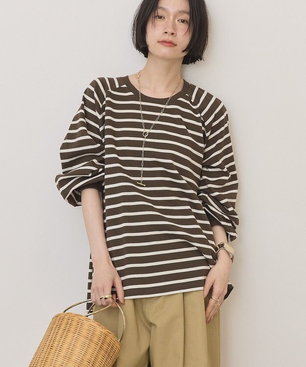 AMERICAN HOLIC フレアラグランボーダーロンＴ Brown
