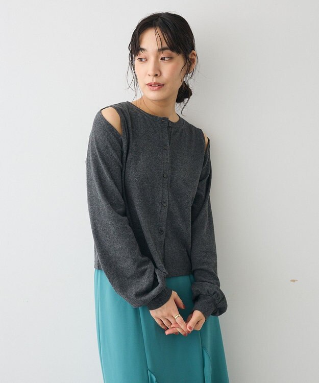 CRAFT STANDARD BOUTIQUE カットアウトデザインカーディガン Charcoal Gray