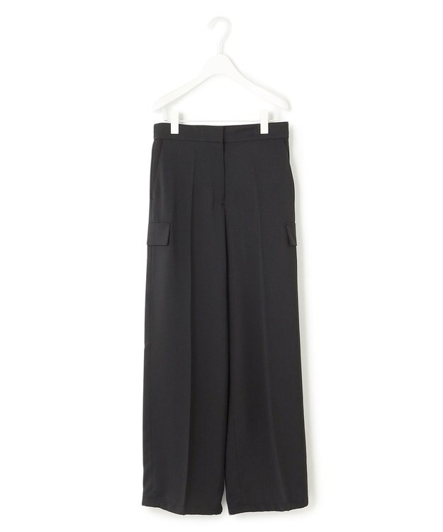 ICB L 【接触冷感・UVケア・吸水速乾・防シワ・洗える】 ドレープツイル カーゴパンツ ブラック系