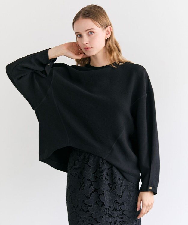 BEIGE， BROOM / スウェット風ライトフォルムプルオーバー Black