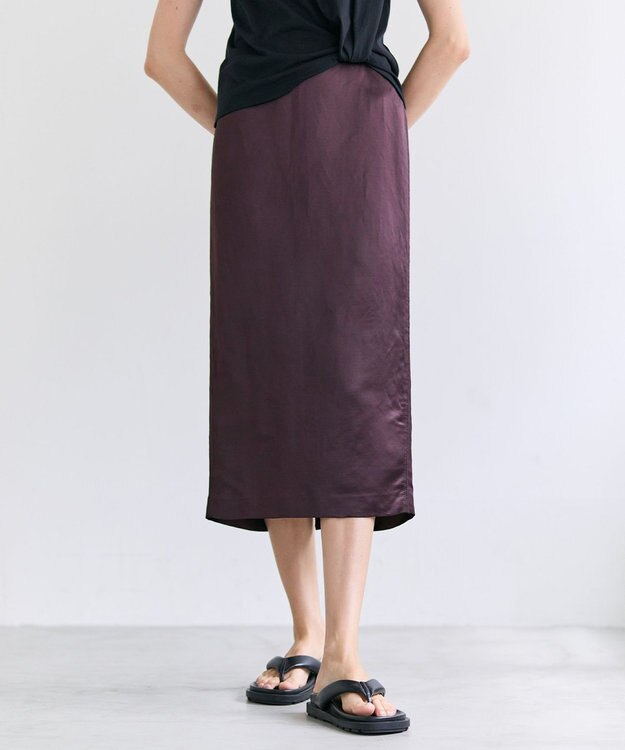 BEIGE， CASSITER / リネンブレンド サテンスカート Bordeaux