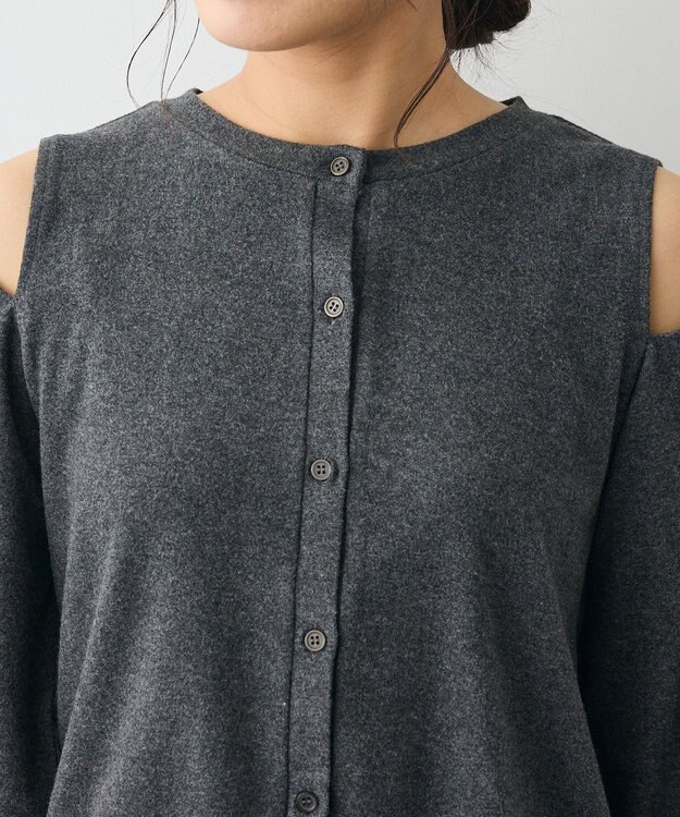 CRAFT STANDARD BOUTIQUE カットアウトデザインカーディガン Charcoal Gray