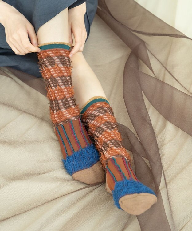 COQ ミケネコテイル リバーシブルファーソックス ブラウン