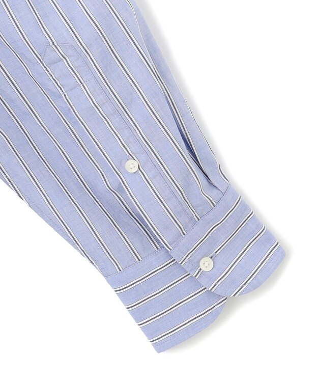 J.PRESS YORK STREET 【UNISEX】タイプライターストライプ バンドカラーシャツ サックスブルー系1