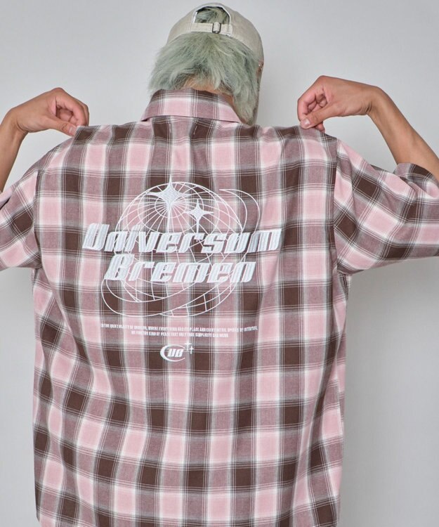 WEGO 【ユニセックス着用ITEM】グラフィックオンブレチェックシャツ（SS） ピンク