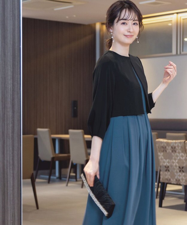 Tiaclasse 【洗える】タックパフスリーブボレロ ブラック