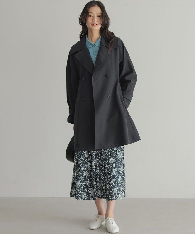 組曲 モザイクフラワープリント スカート ネイビー系5