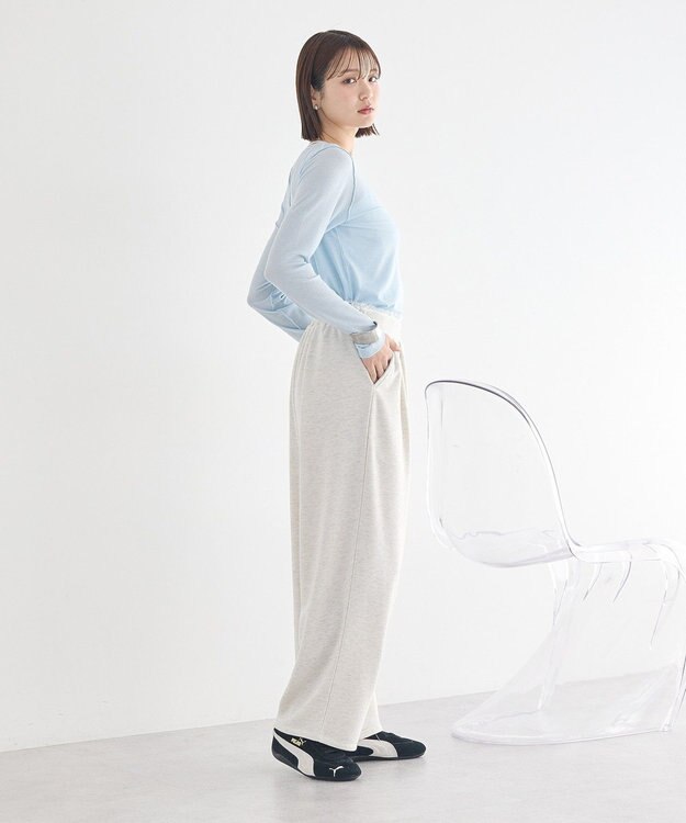 earth music&ecology 微シアーメロープルオーバー Light Blue