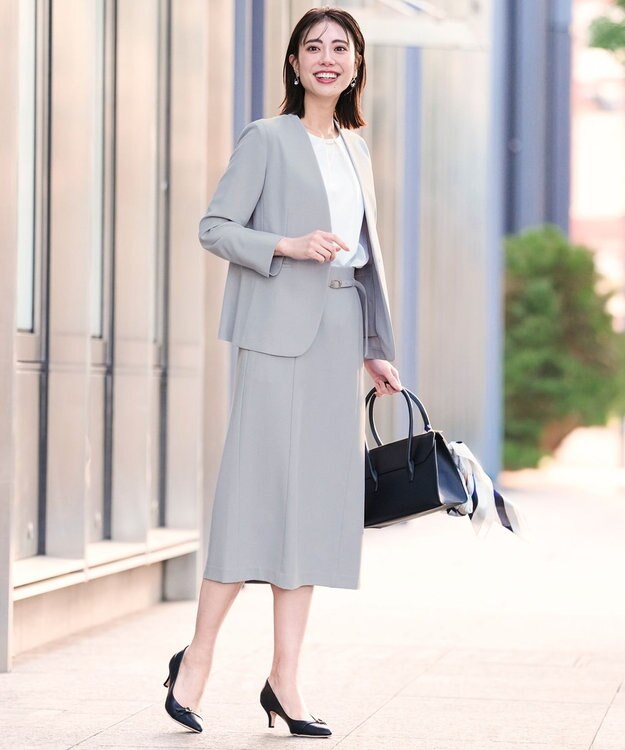 ANY SIS L スマートビューティストレッチベルト スカート グレー