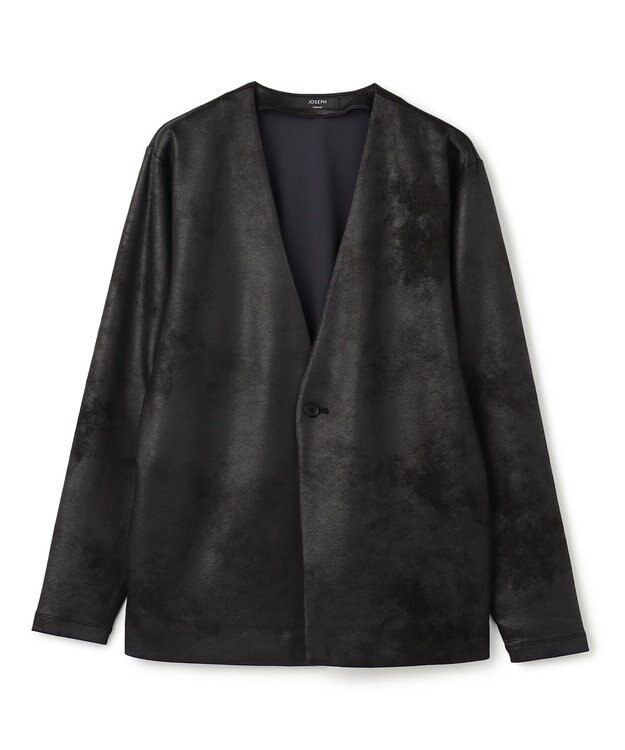 JOSEPH HOMME 新素材【ストレッチ/光沢感】レザーライクジャージー　カーディガン ブラック系