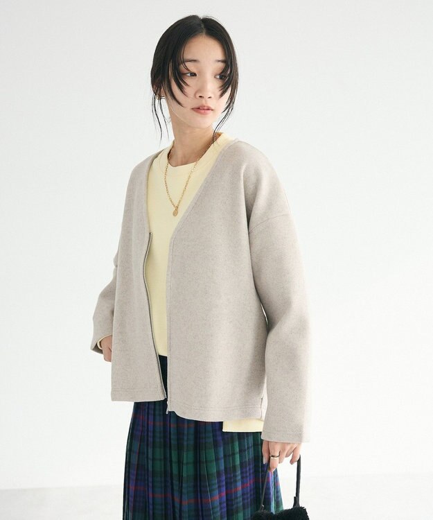 CRAFT STANDARD BOUTIQUE 圧縮ウール風ZIP付きジャケット Beige