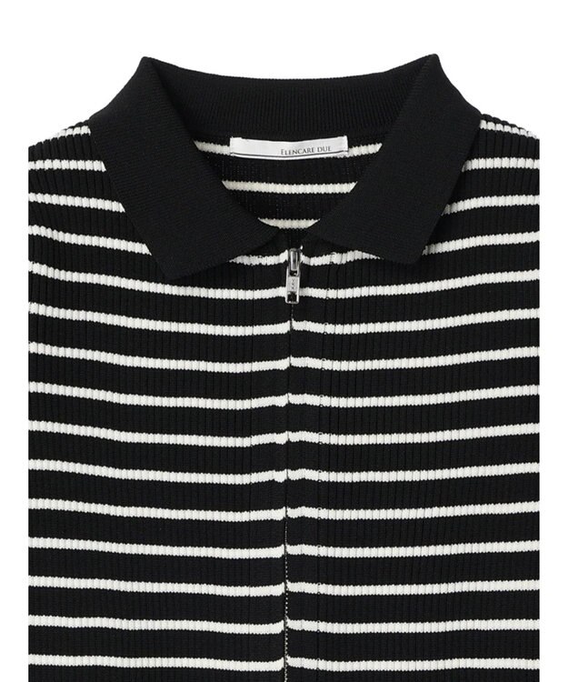 Green Parks ・ＥＬＥＮＣＡＲＥ　ＤＵＥ　Ｗ　ＺＩＰ　ボーダーカーデ Black