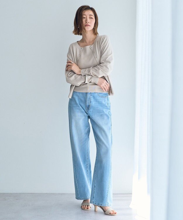 YECCA VECCA ラメ混クルーネックカーディガン Pink