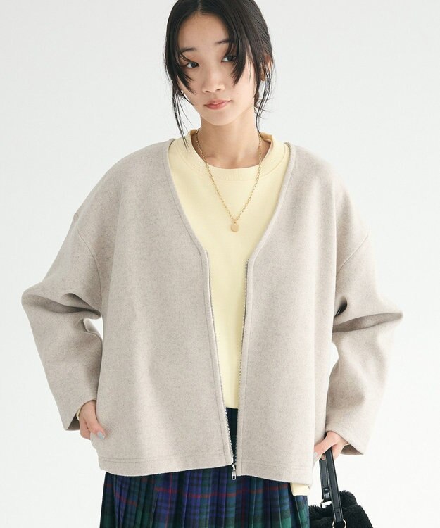 CRAFT STANDARD BOUTIQUE 圧縮ウール風ZIP付きジャケット Beige