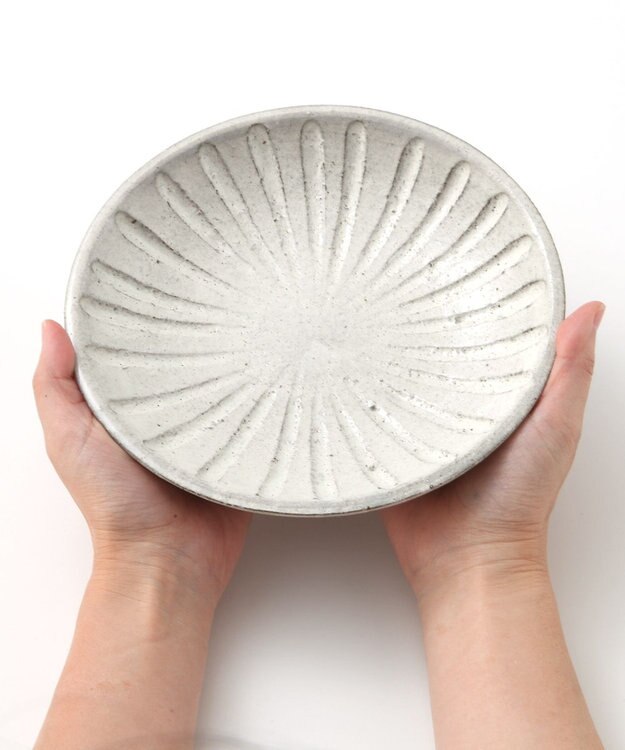 たち吉 【たち吉】粉引彫文中皿〈2枚〉美濃焼 キナリ