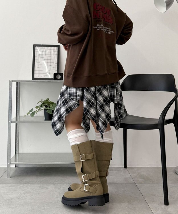 WEGO サイドベルトロングブーツ ベージュ