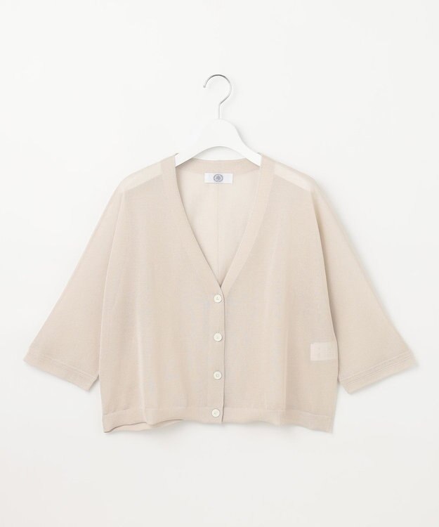J.PRESS LADIES L 【洗える】シアーライトニット Vネック カーディガン ベージュ系