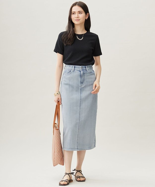 自由区 【洗える】シャーリングジャージー Tシャツ ブラック