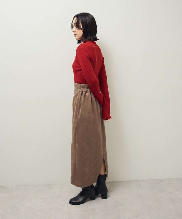 Green Parks チクチクしないリブタートルニットプルオーバー Red