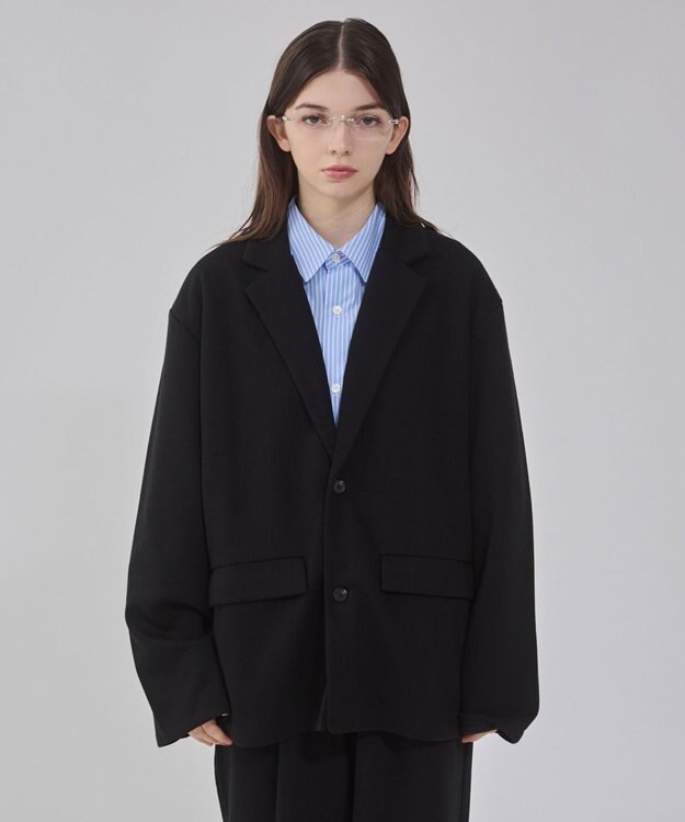 WEGO 【ユニセックス着用ITEM/MLサイズ展開】ボンディングスウェットテーラードジャケット ブラック