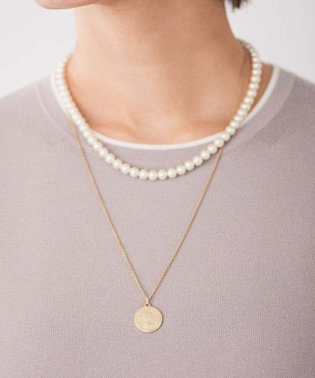 J.PRESS LADIES 【3WAY】 パールコイン 2連 ネックレス ゴールド系