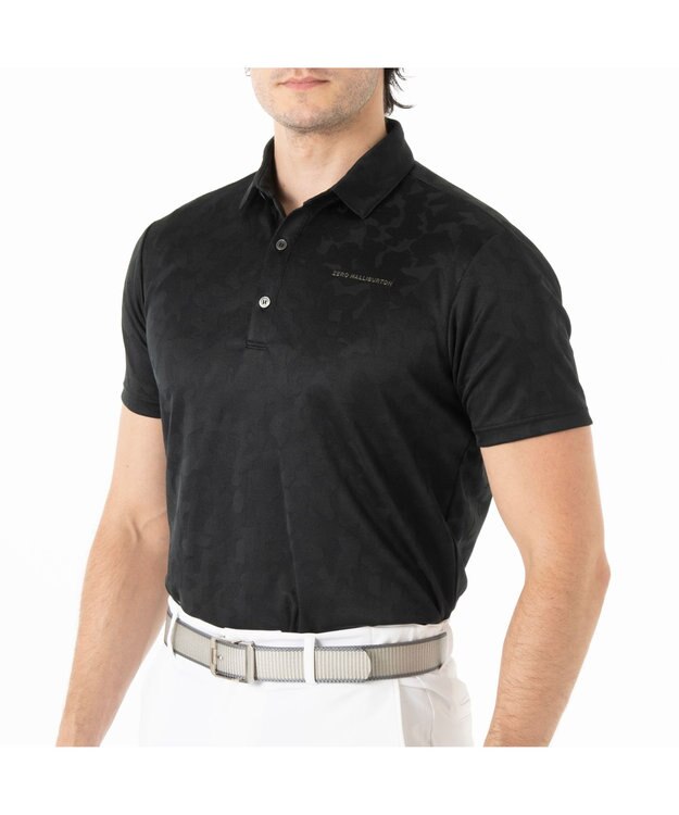 ZERO HALLIBURTON エレガントカモ柄ジャガードポロシャツ ZHG-M5S8a 82956 ブラック
