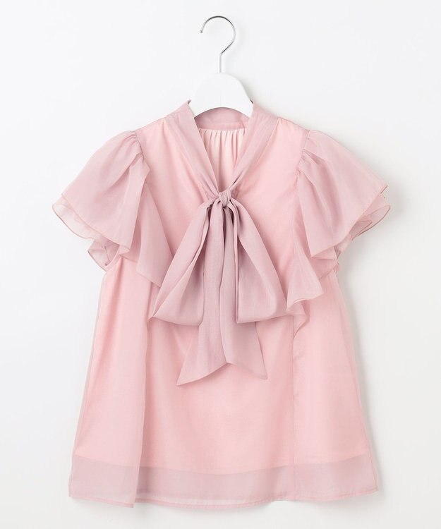 Feroux リボンタイフリルブラウス ピンク系