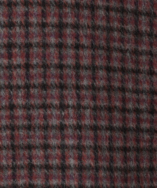 自由区 【リバーシブル】ウールリバー ノーカラーロングコート レッド系