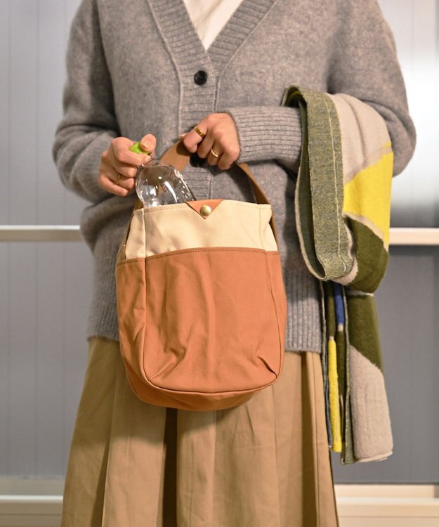 NIZYU KANO TWO-TONE ミニトート 生成り×キャメル