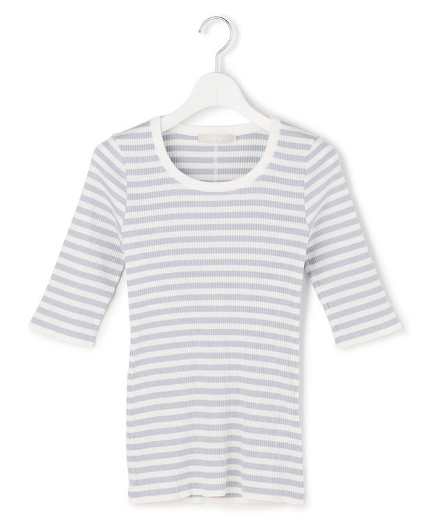 ICB 4×2リブ プルオーバーカットソー ライトデニムボーダー