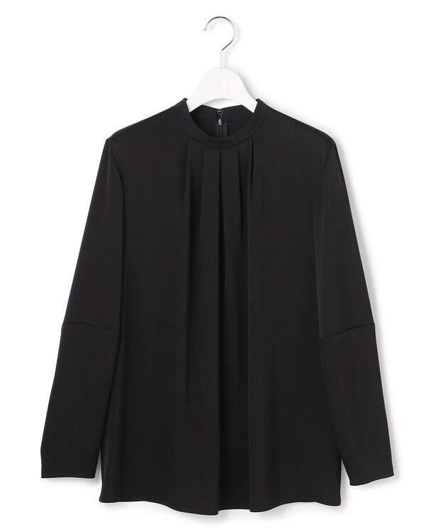 ICB L アセテートダブルサテン ランタンスリーブブラウス ブラック