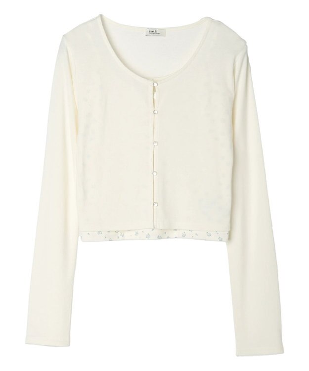 earth music&ecology ＳＥＴ２点カーディガン＋フラワーキャミ Ivory