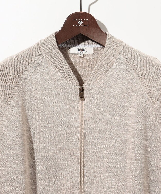 JOSEPH ABBOUD 【イタリア糸使用/清涼感/軽い/洗える/サスティナブル】スラブギマ ニット  ジップ ブルゾン ベージュ系