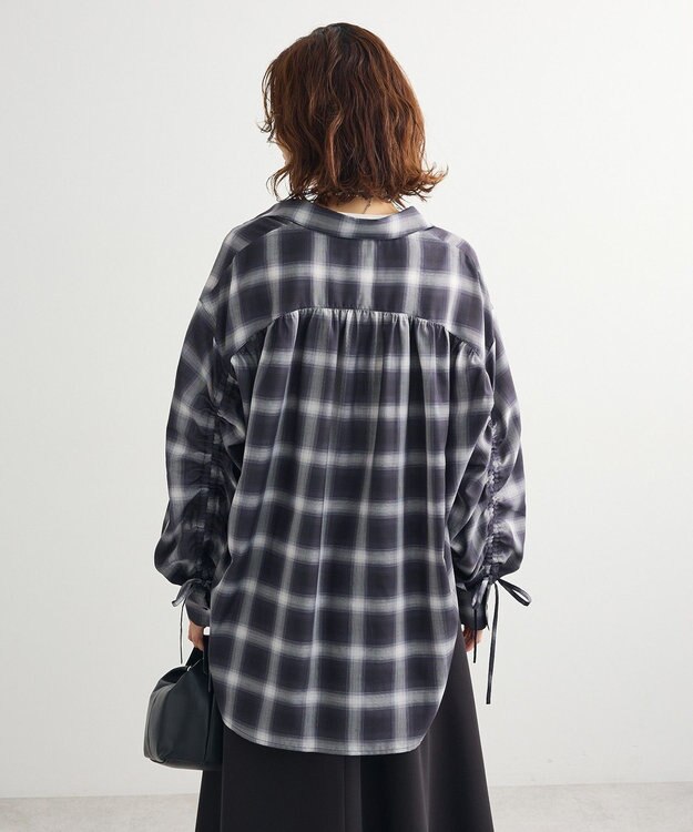 Green Parks ・ＥＬＥＮＣＡＲＥ　ＤＵＥ　チェックギャザーシャツ Black