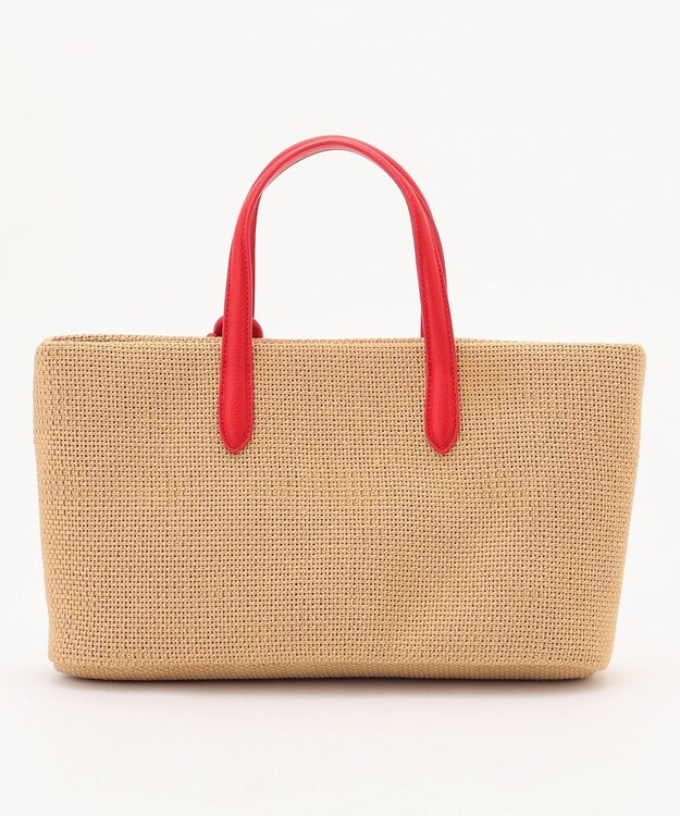 ANY ワイドフェイクラフィアトートバッグ レッド