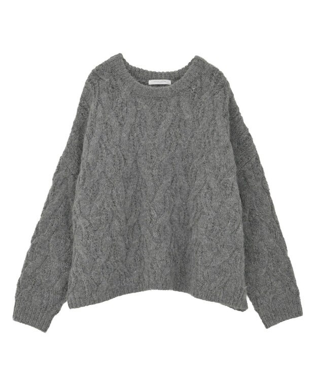 Green Parks ふわふわケーブルニットプルオーバー Gray Mixture