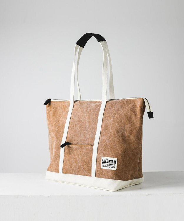 YUSHI Enjoy life - TOTE (L) 帆布トートバッグ キャメル