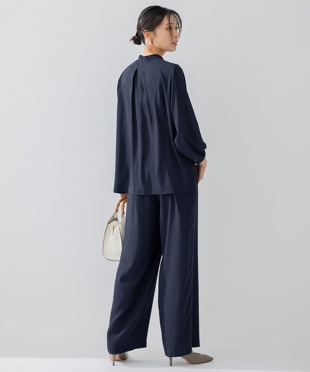 23区 S 【洗える】バックサテンアムンゼン ワイドパンツ ネイビー系