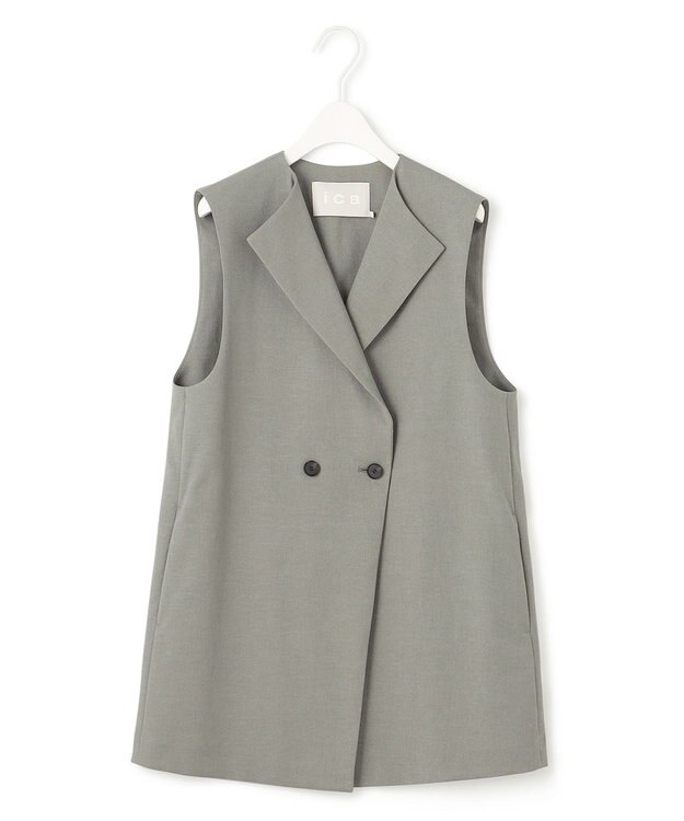 ICB 【接触冷感・UVケア・撥水・洗える】 LooseWeave ノーカラージレ モスグレー系