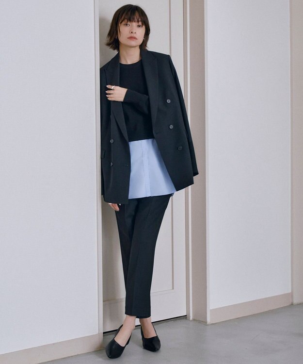 ICB L ウール2WAYストレッチ ダブルブレストジャケット ブラック系