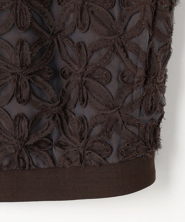 自由区 L 【17号サイズまで展開】テープエンブロイダリー ブルゾン ブラウン