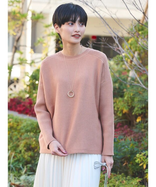 AMERICAN HOLIC バイパチ袖リブラグランニットプルオーバー Pink Beige
