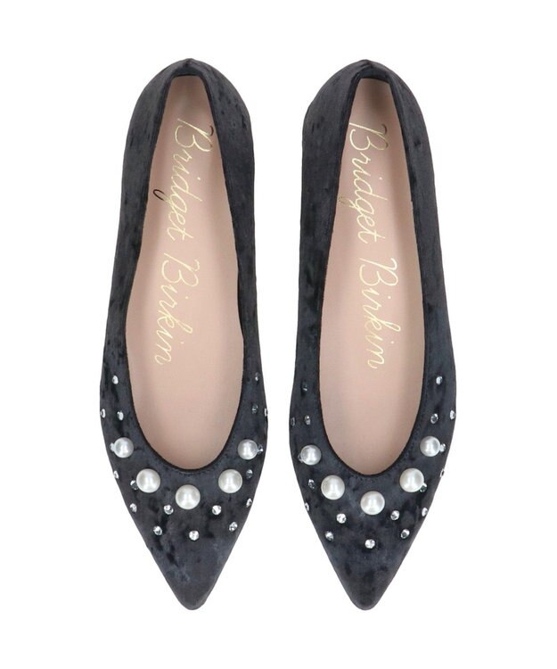 Bridget Birkin 【Bridget Birkin】パールストーンベロアパンプス ブラック雑材