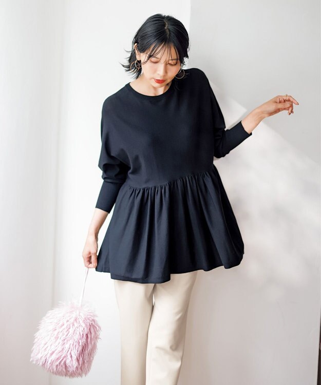 UNFILO マイビューティニット ペプラム ブラック