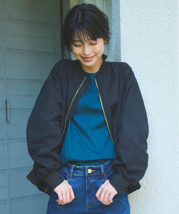 ANY 【洗濯機可能/撥水】MA-1 ギャザーブルゾン ブラック