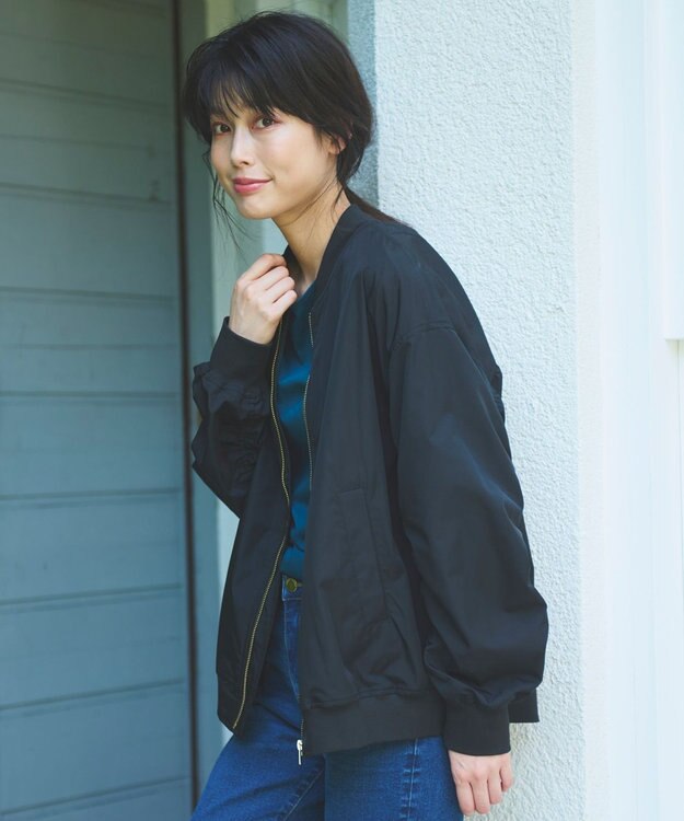 ANY 【洗濯機可能/撥水】MA-1 ギャザーブルゾン ブラック