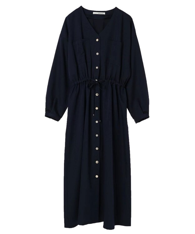 Green Parks ・ＥＬＥＮＣＡＲＥ　ＤＵＥ　Ｖネックイロイロ釦ワンピース Navy