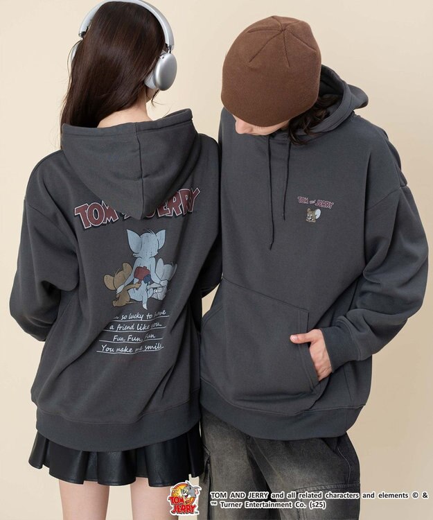 WEGO 【ユニセックス着用ITEM/25年秋冬新作】TOMandJERRYグラフィックプルオーバー スミクロ